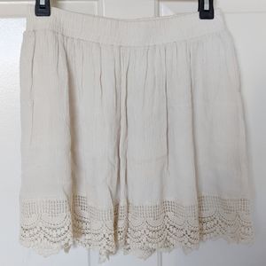 Delia's Cream Skirt with Crochet Hem